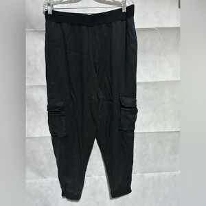 Alice + Olivia Women’s XL Black Lyocell Cargo Joggers Elastic Waist Soft Comfort